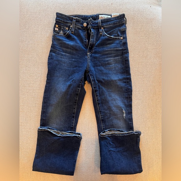 AG Farrah Boot Crop High Rise Blue Jeans 24 - Picture 3 of 7